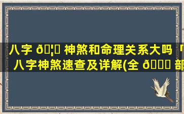 八字 🦍 神煞和命理关系大吗「八字神煞速查及详解(全 🐛 部)」